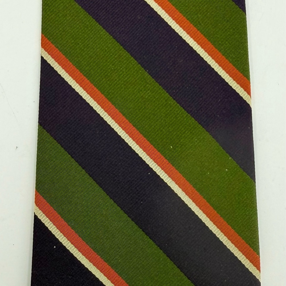 Polo By Ralph Lauren Green / Purple Stripe‎ Tie 100% Silk made in Italy New NWT - Picture 7 of 9